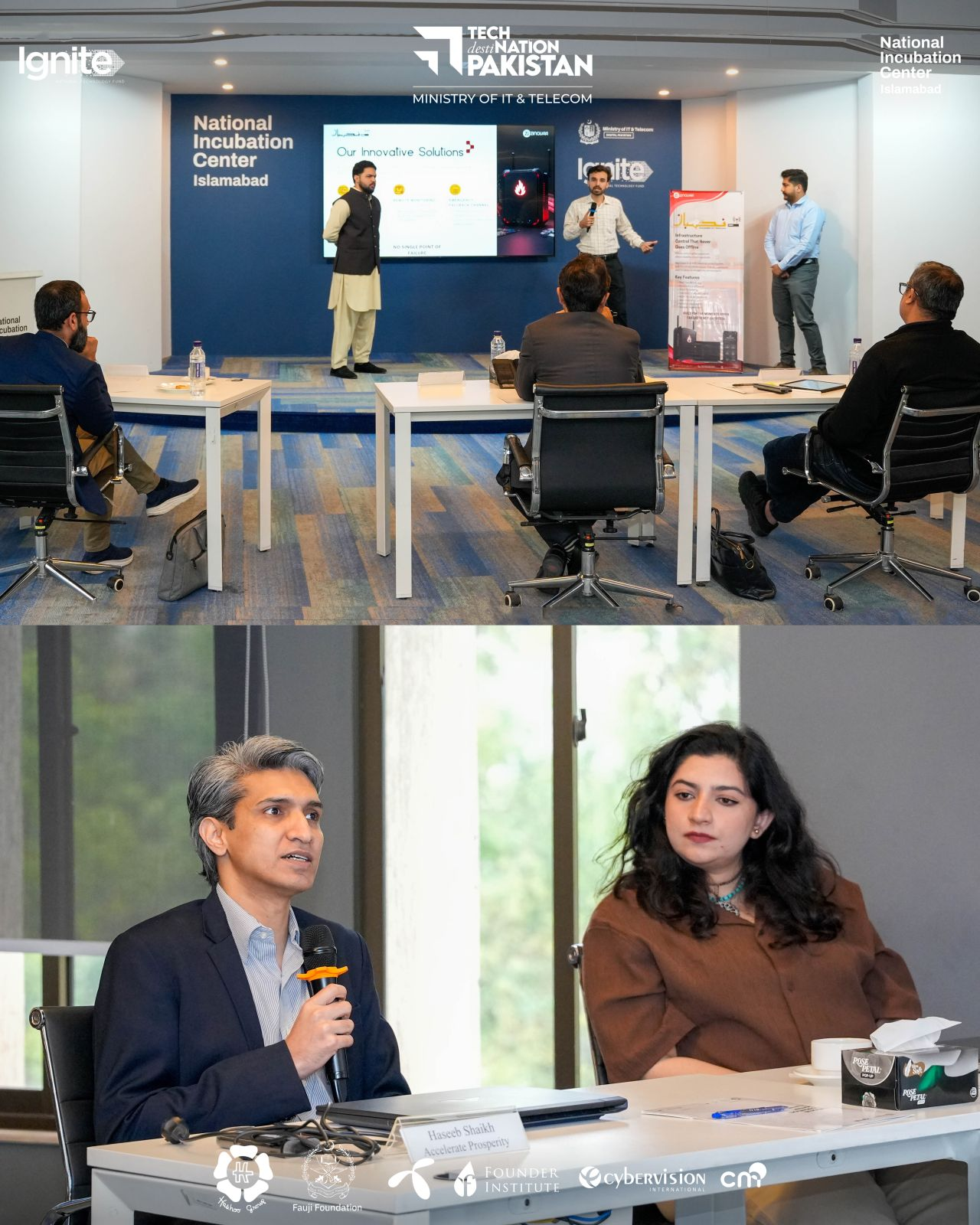 NIC Islamabad Cohort 5 - Founders presenting at National Incubation Center with Tech Destination Pakistan branding